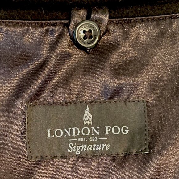 Mens LONDON FOG SIGNATURE Black Wool Blend Overcoat, 48 Reg - Picture 11 of 11
